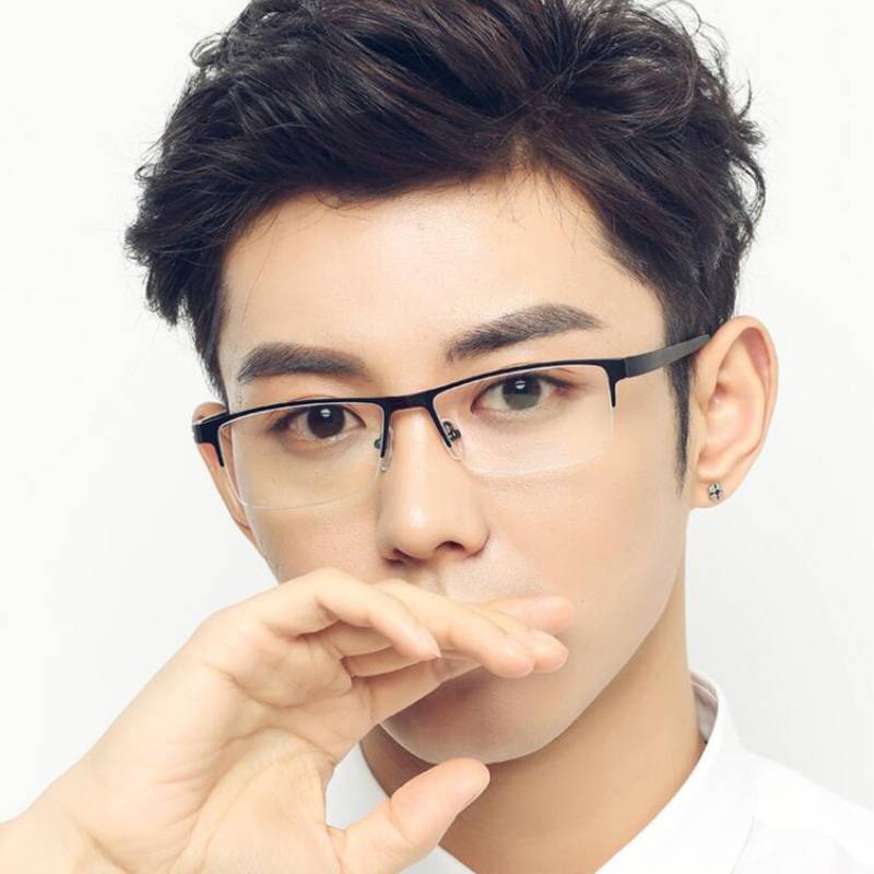 Half -frame anti -blue light glasses Men's and female business computer mobile phone radiation mirror flat light, unbeatable close -visual mirror framework