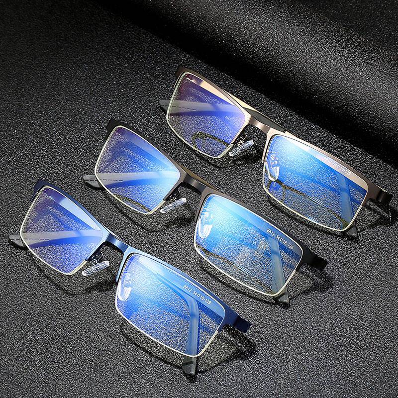 Half -frame anti -blue light glasses Men's and female business computer mobile phone radiation mirror flat light, unbeatable close -visual mirror framework