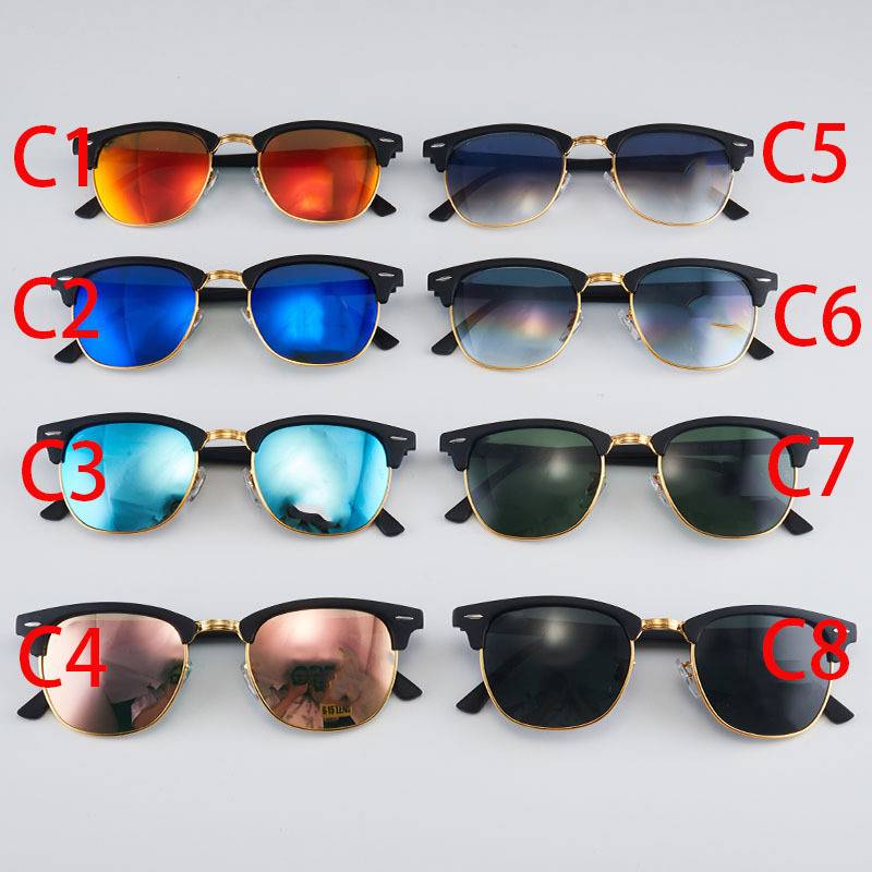 Cross -border metal colorful film glass film retro small frame sunglasses European and American fashion trend sunscreen glasses