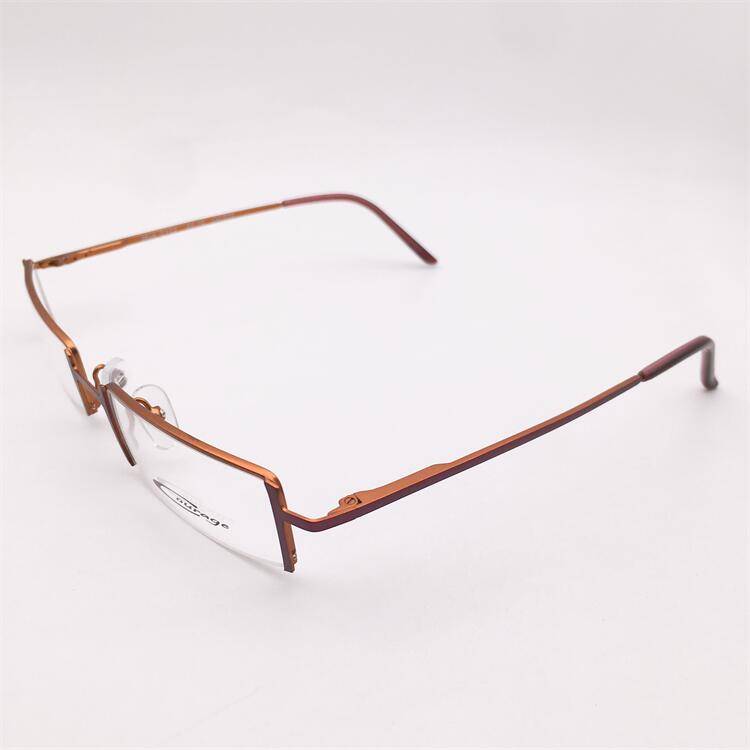 Treasure orphan original single coffee color ultra -light titanium business temperament semi -frame spring mirror leg personality glasses shelf female