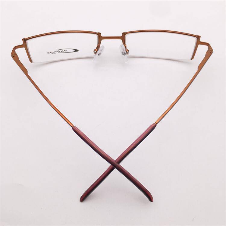 Treasure orphan original single coffee color ultra -light titanium business temperament semi -frame spring mirror leg personality glasses shelf female