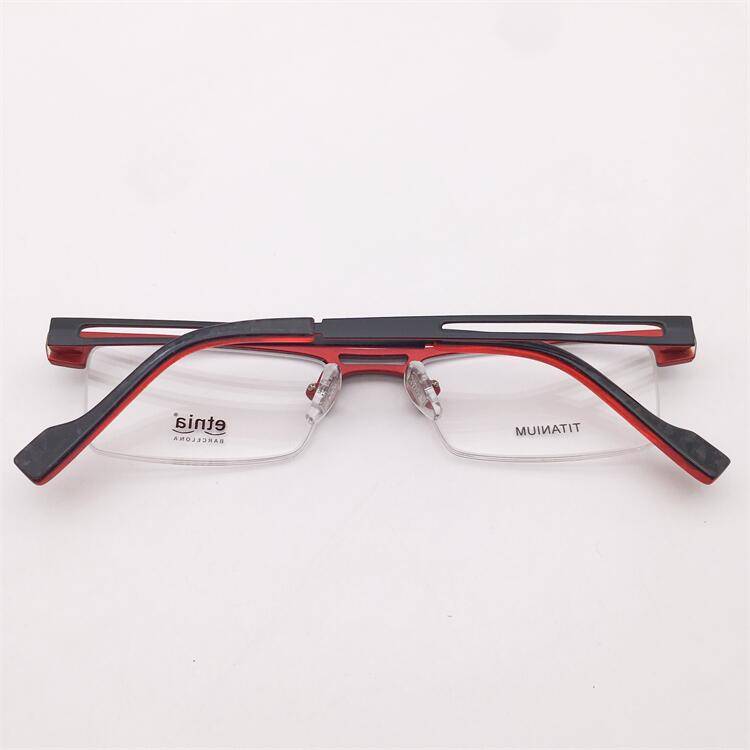 Shenzhen Lonely Original Single Black -red two -color electroplating ultra -light pure titanium business temperament half -frame glasses shelf female
