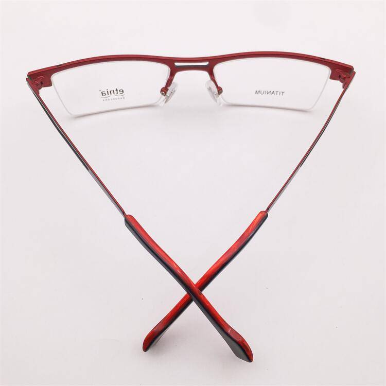 Shenzhen Lonely Original Single Black -red two -color electroplating ultra -light pure titanium business temperament half -frame glasses shelf female