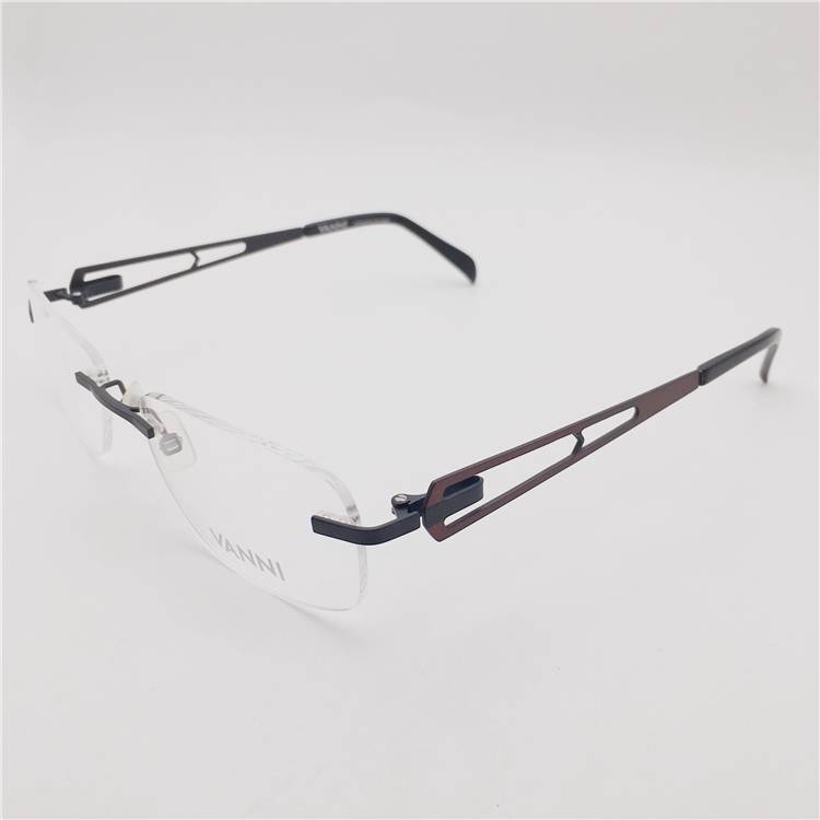 Orphan Shenzhen original single black titanium business temperament, frameless hollow carved mirror lens glasses rack men and women