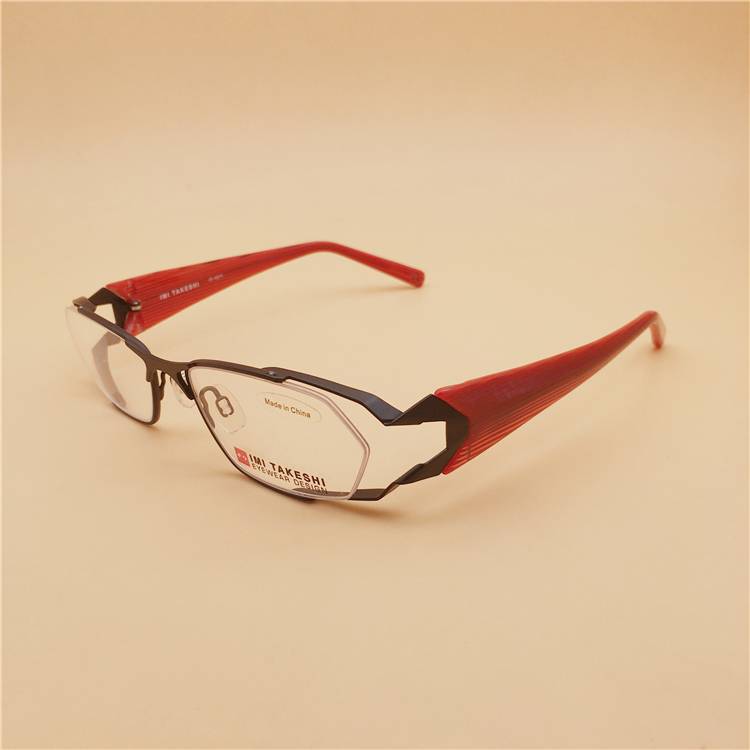 Collection order Titanium black frame plate, red legs, alien frame thick leg personality retro myopia glasses rack men and women