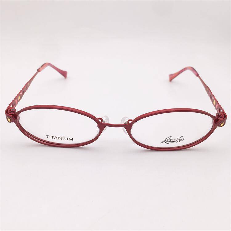 Treasure orphan original single ultra -light pure titanium red full -frame small round frame hollow decorative mirror leg glasses shelf female
