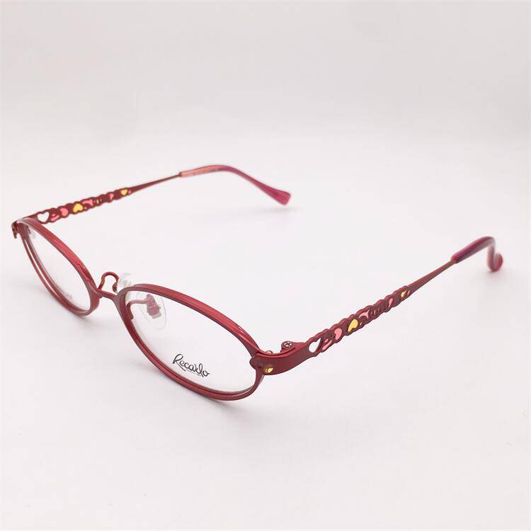 Treasure orphan original single ultra -light pure titanium red full -frame small round frame hollow decorative mirror leg glasses shelf female