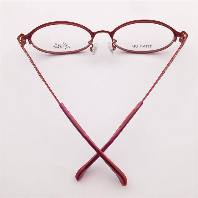 Treasure orphan original single ultra -light pure titanium red full -frame small round frame hollow decorative mirror leg glasses shelf female