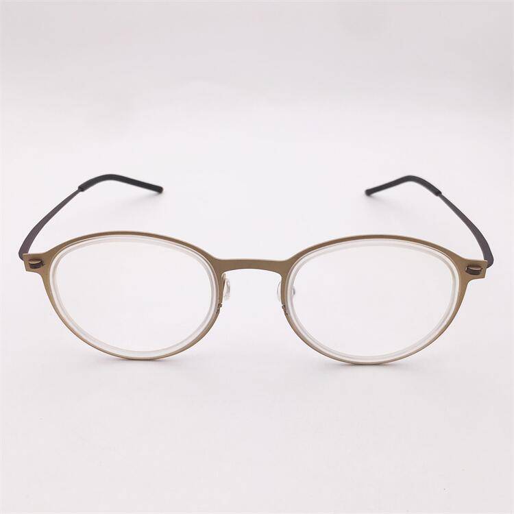 Treasured German order ultra -light titanium black golden pupa color full -frame small round frame personalized glasses frame men and women