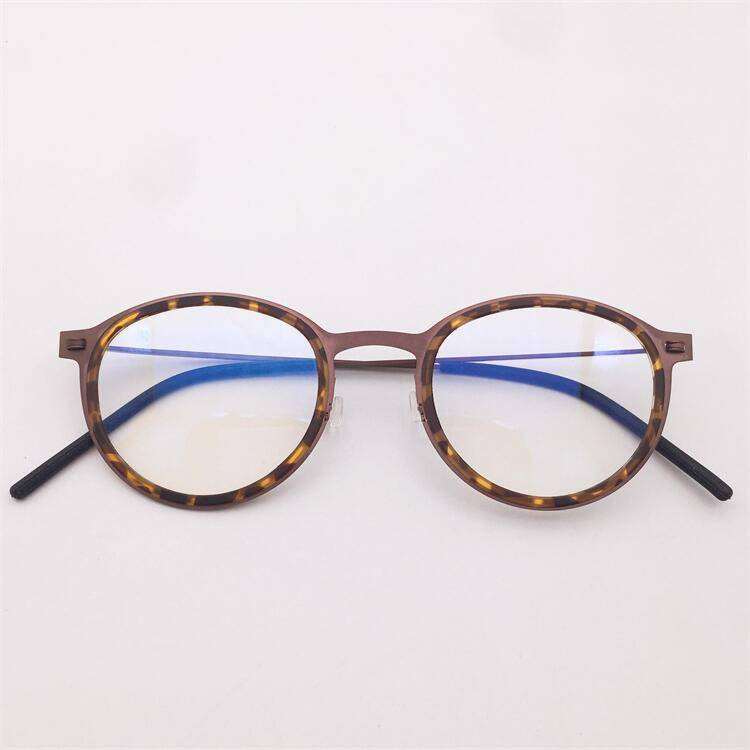 Treasured German order ultra -light titanium black golden pupa color full -frame small round frame personalized glasses frame men and women