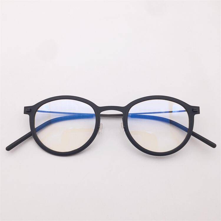 Treasured German order ultra -light titanium black golden pupa color full -frame small round frame personalized glasses frame men and women