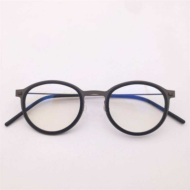 Treasured German order ultra -light titanium black golden pupa color full -frame small round frame personalized glasses frame men and women