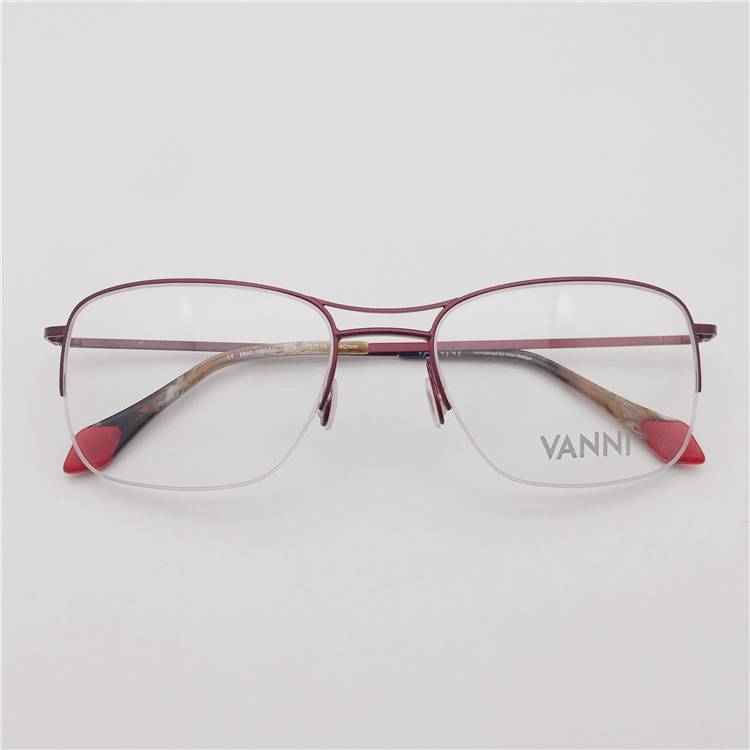 Original single Japanese order black coffee red titanium business temperament semi -frame punk Pench personalized glasses rack men and women