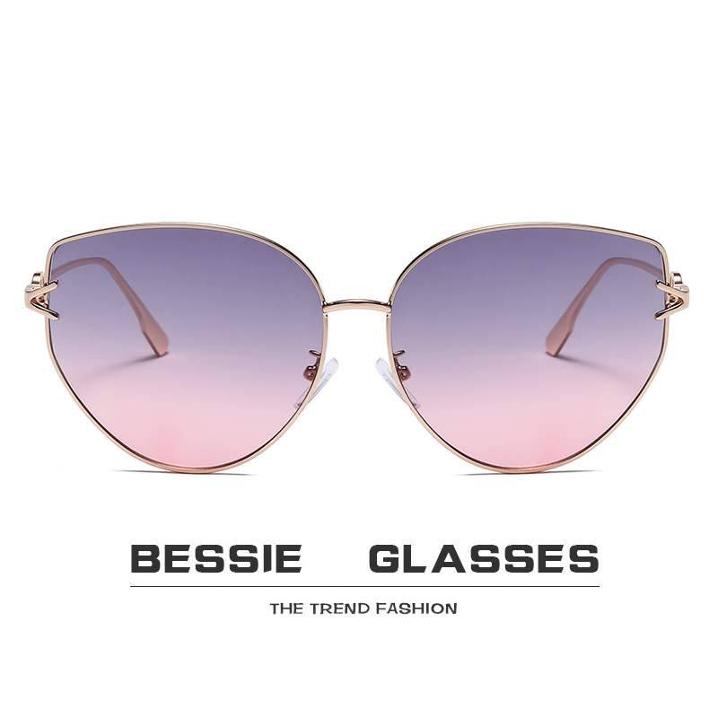 New classic retro cat eye metal sunglasses Personalized Street Character Character Tide Musto Musto Girls