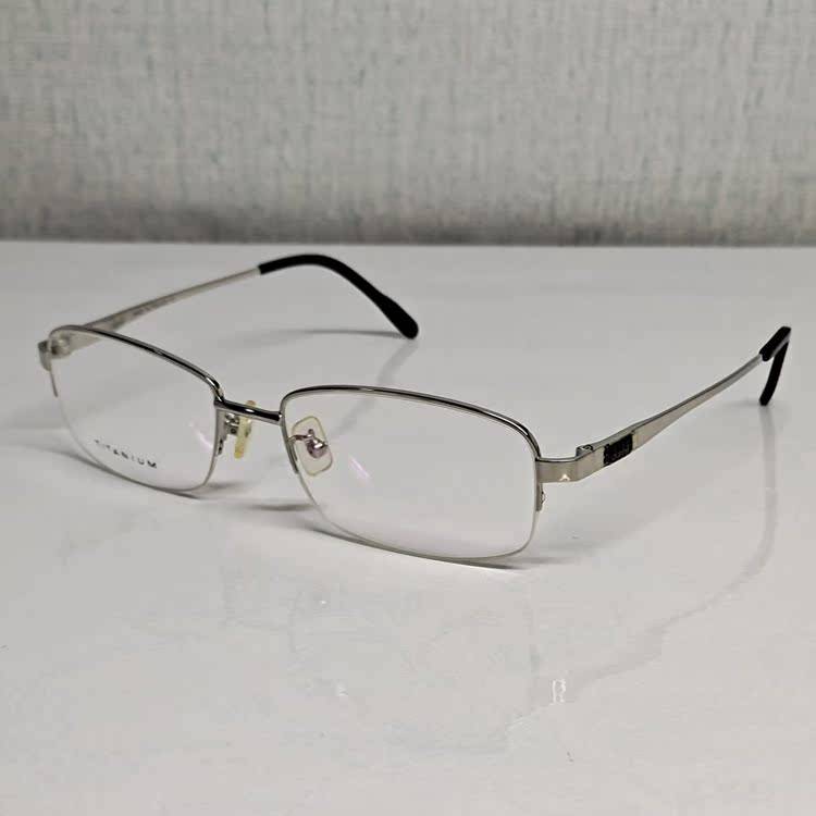 Original half frame 100%pure titanium glasses 55820 silver -gray men's business radiation -proof wide face 16 grams 150