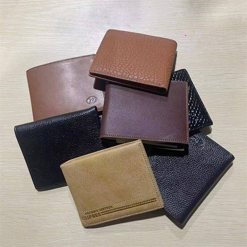 Leather men's wallet short driving license integrated card bag