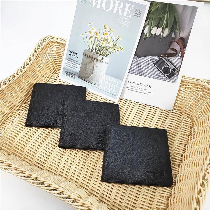 Leather men's wallet short driving license integrated card bag