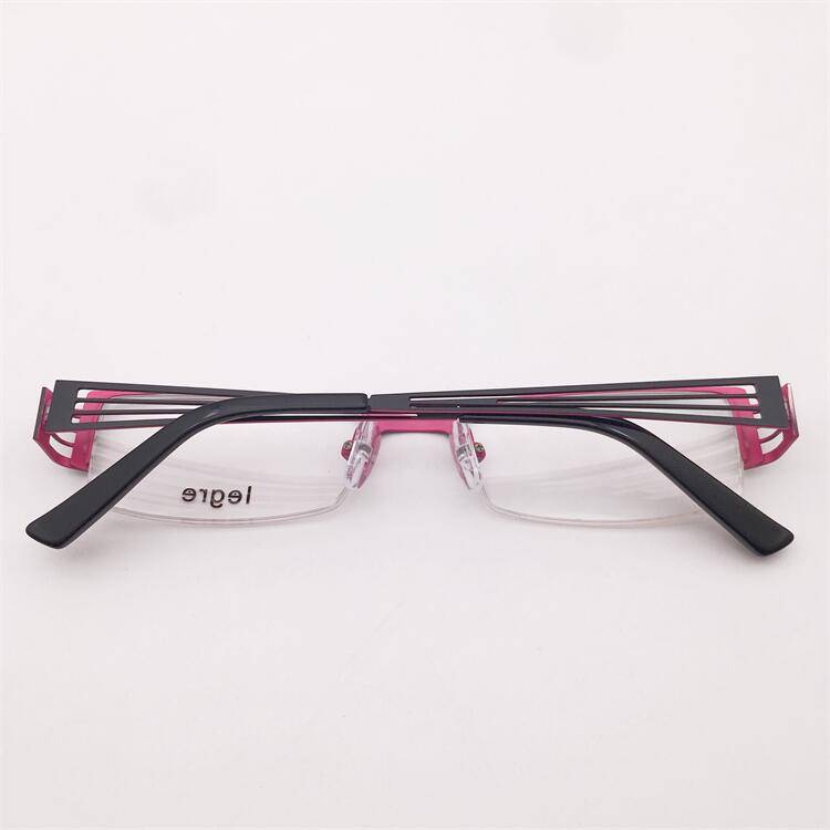Treasured orphan original single black purple alloy business temperament half -frame hollow decorative mirror leg and glasses shelf female