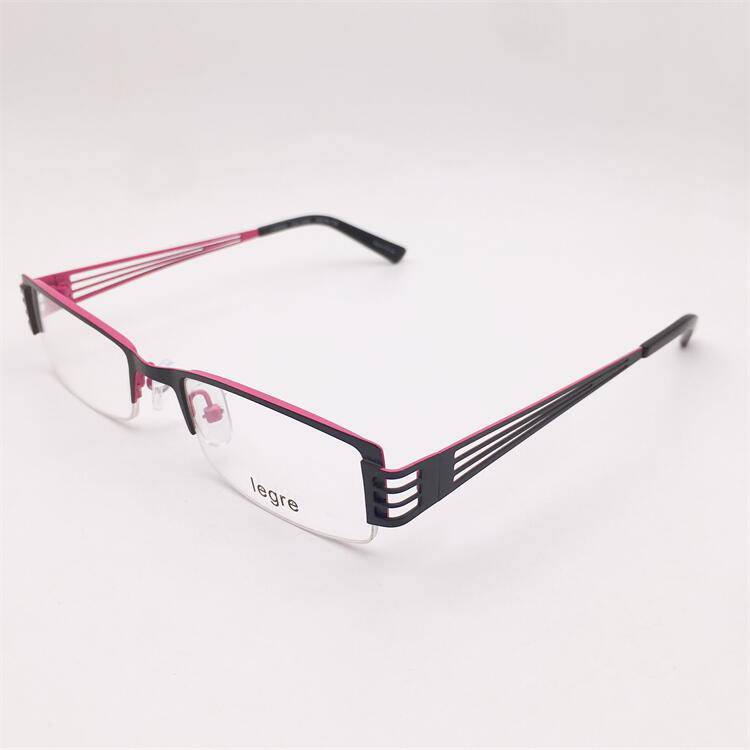 Treasured orphan original single black purple alloy business temperament half -frame hollow decorative mirror leg and glasses shelf female