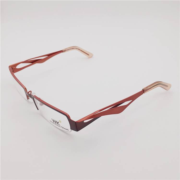Original single red metal half -frame business literary myopic glasses framework female hollow carved mirror leg lady