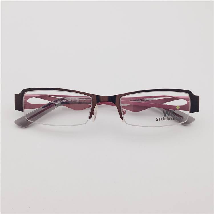 Original single red metal half -frame business literary myopic glasses framework female hollow carved mirror leg lady