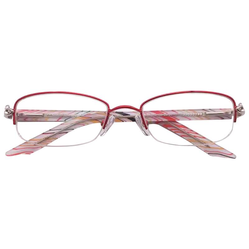 Export -end single French order inlaid diamond model half -frame red black pink business temperament carving sheet mirror lens glasses female
