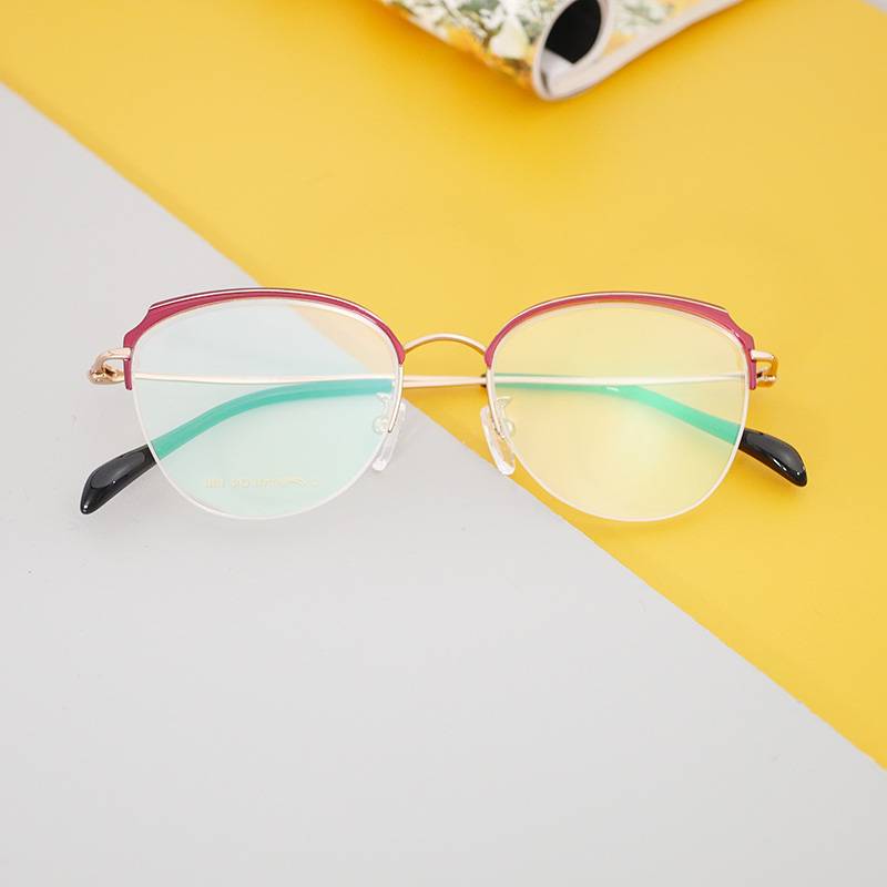 Titanium Gubians Ms. Pure Titanium Glasses Frame Jiu Red Rose Gold European and American Wind Ioplastics Shelves Anti -Blue Light