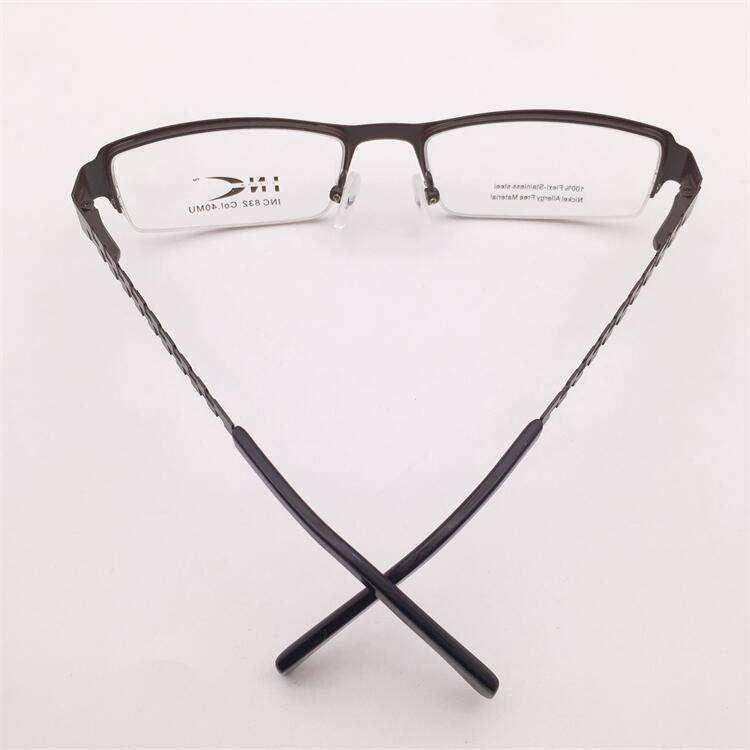 Original single Japanese order coffee color alloy business temperament half -frame modeling personality spring mirror lens glasses shelf female