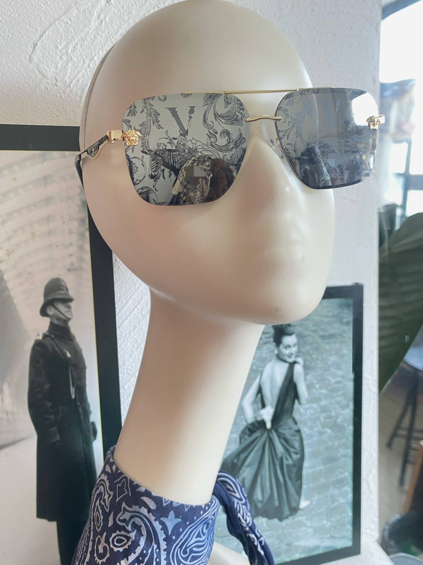 Special offer!Fan Jiamei printed silver reflective square box sunglasses sunglasses (lens material: