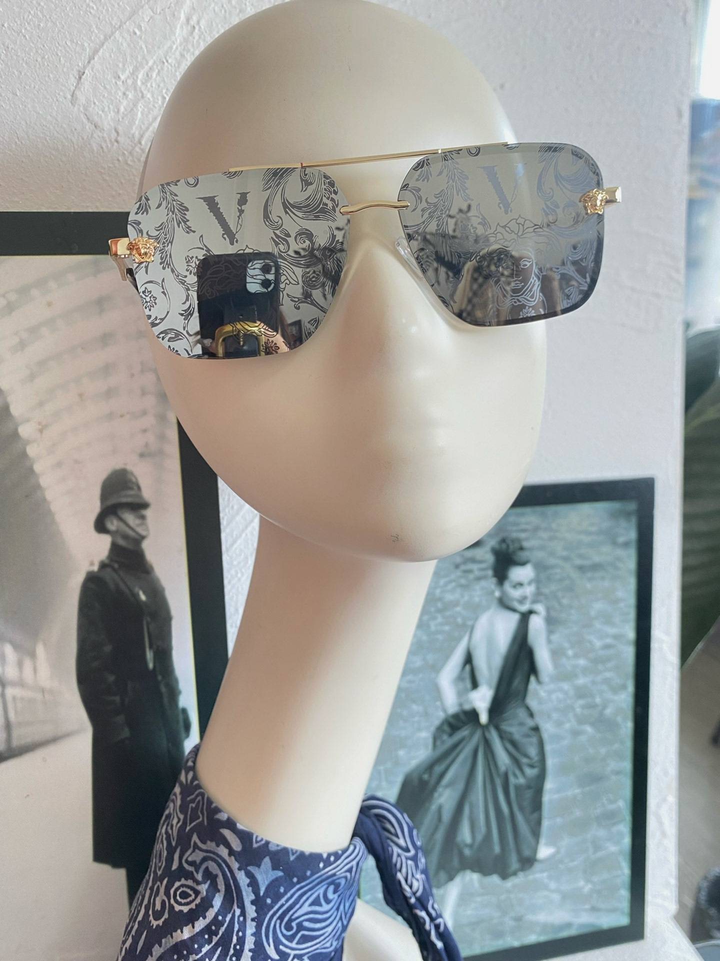 Special offer!Fan Jiamei printed silver reflective square box sunglasses sunglasses (lens material:
