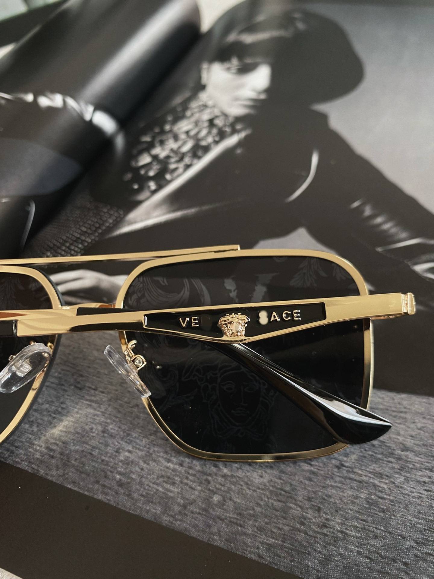 Special offer!Fan Jiamei printed silver reflective square box sunglasses sunglasses (lens material: