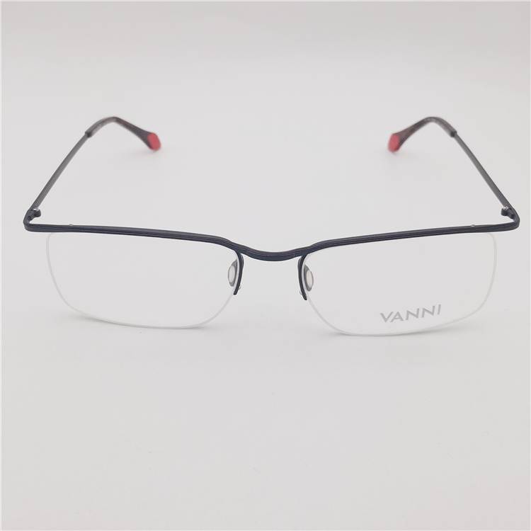 Shenzhen exported single black titanium gold business temperament half -frame fine -legged literary glasses frame men and women