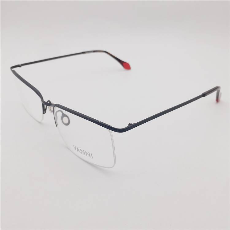 Shenzhen exported single black titanium gold business temperament half -frame fine -legged literary glasses frame men and women