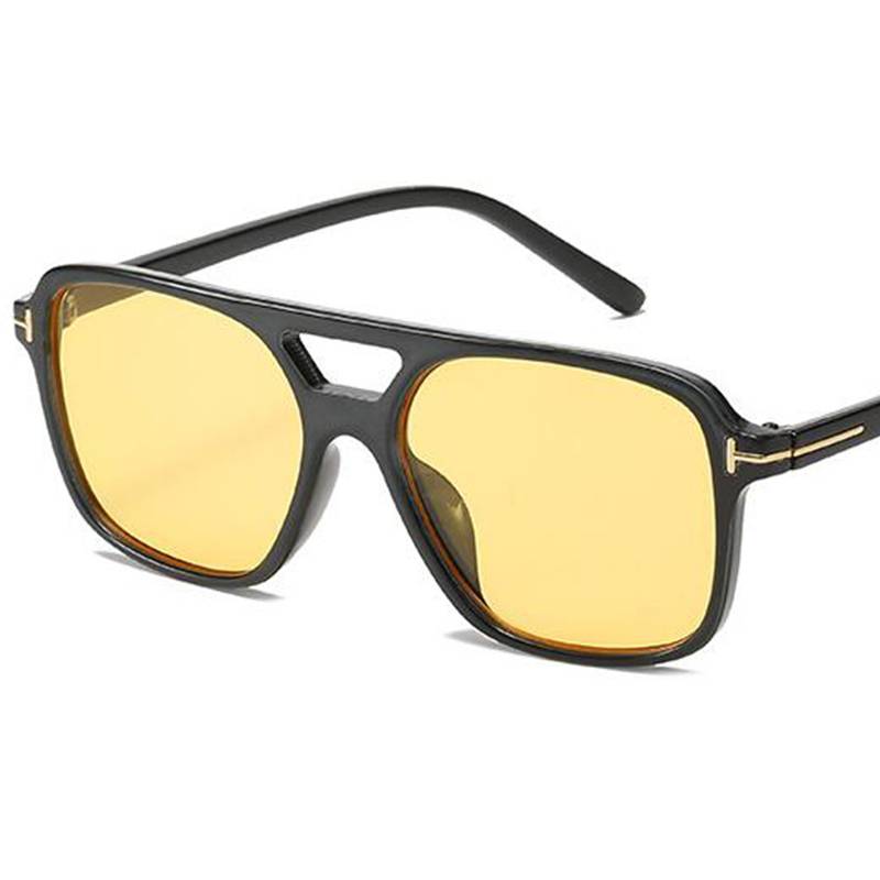 Vintage Yellow Lens Square Sunglasses Women Luxury T Brand O