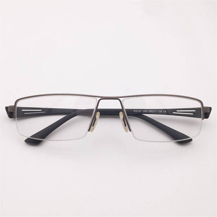 Original single black gun silver business temperament semi -frame TR90 comfortable allergic mirror leg big face fat face glasses frame