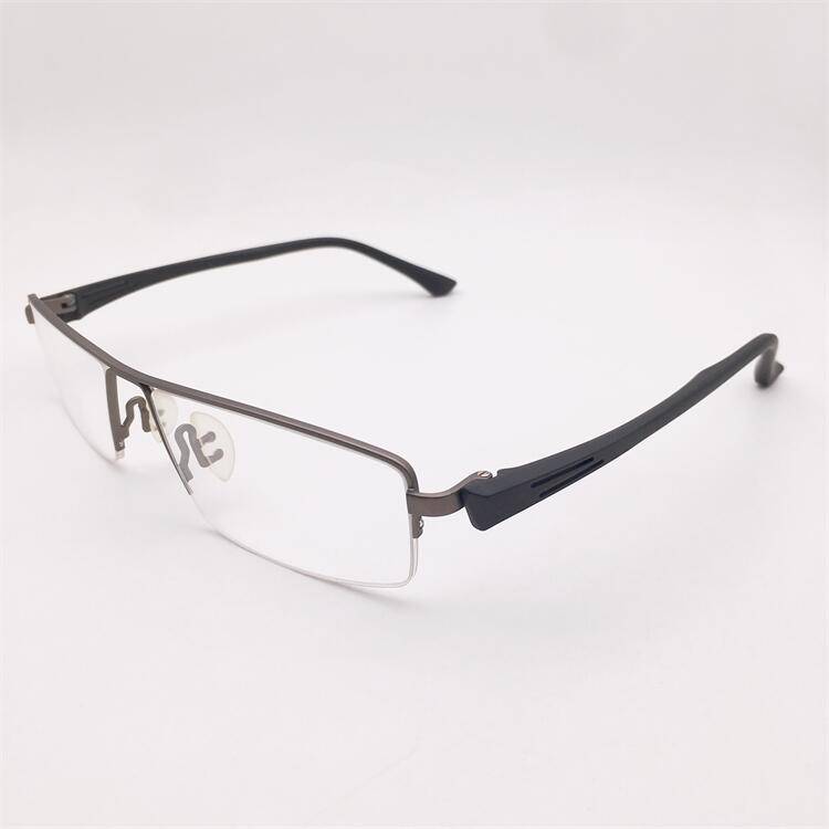 Original single black gun silver business temperament semi -frame TR90 comfortable allergic mirror leg big face fat face glasses frame