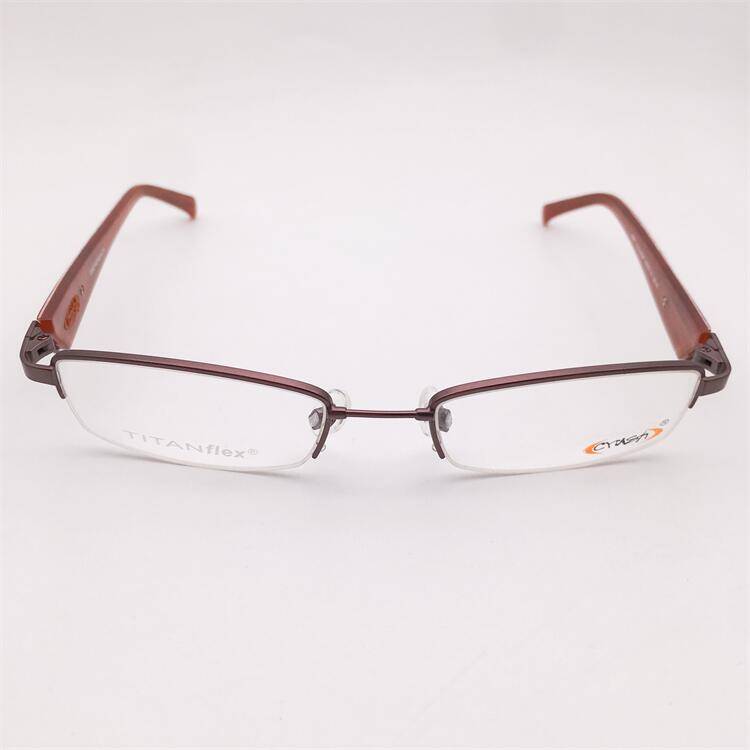 Treasured orphan original single coffee color ultra -light titanium half -frame plate mirror legs personalized business small face glasses shelf female