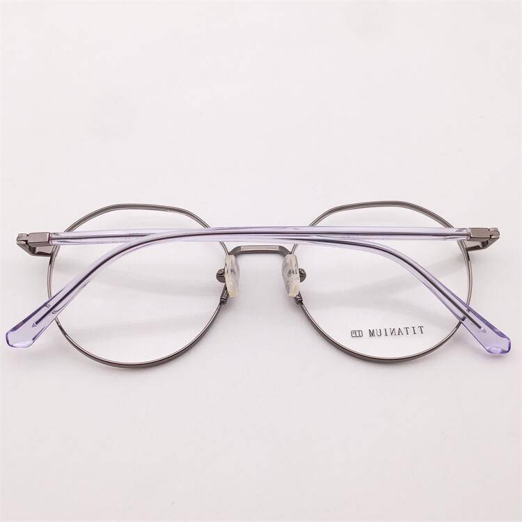 Treasured orphan original single -gun color titanium full -frame large round -frame plate mirror lens literary temperament glasses frame men and women