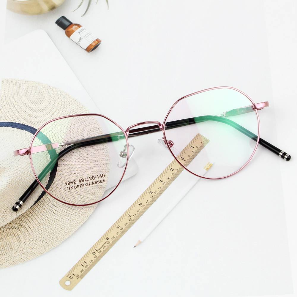 Women's memory titanium alloy retro full -frame glasses ultra -light frame elastic lens leg anti -blue light myopia optical mirror