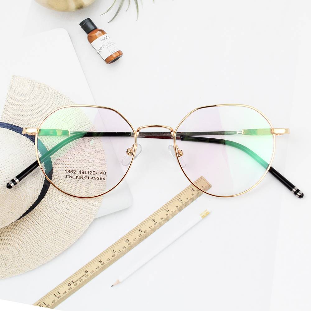 Women's memory titanium alloy retro full -frame glasses ultra -light frame elastic lens leg anti -blue light myopia optical mirror