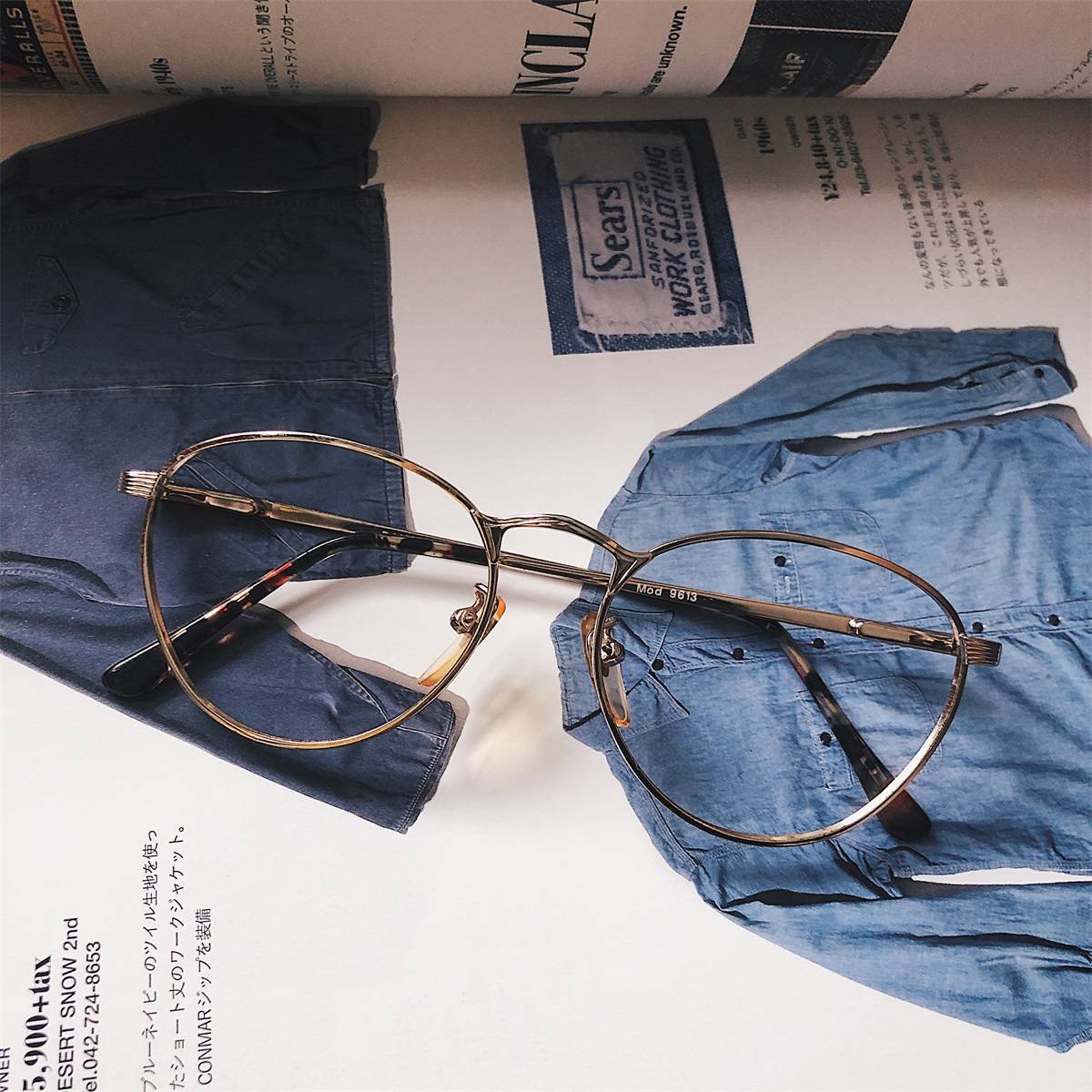 Early orphan retro literary Ivy antique plastic metal frame glasses men and women gayj974