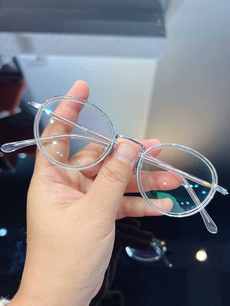 Niche Glasses Framework Men and Women's Little Face Titanium Gray Transparent Retro Narcot Height Platform