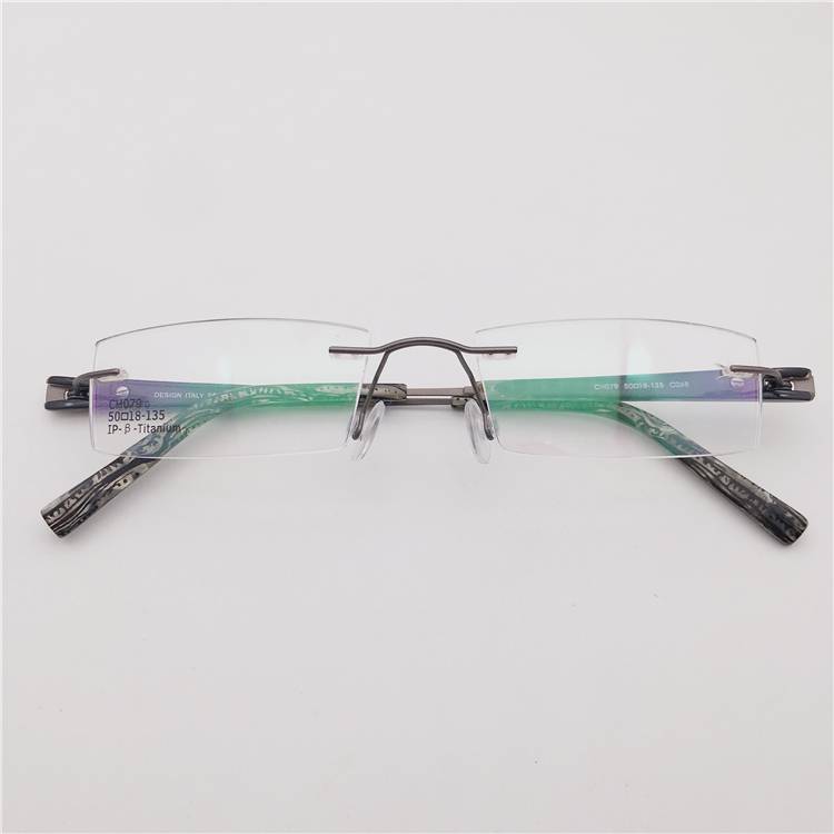 Japanese order silver gun color ultra -light pure titanium business temperament, frameless personality decorative mirror legs and glasses racks