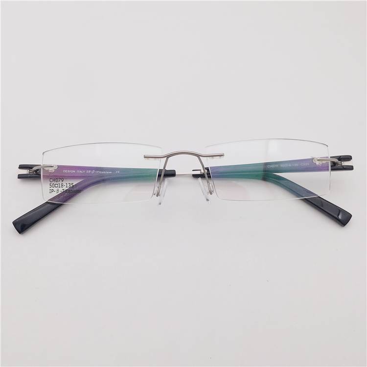 Japanese order silver gun color ultra -light pure titanium business temperament, frameless personality decorative mirror legs and glasses racks