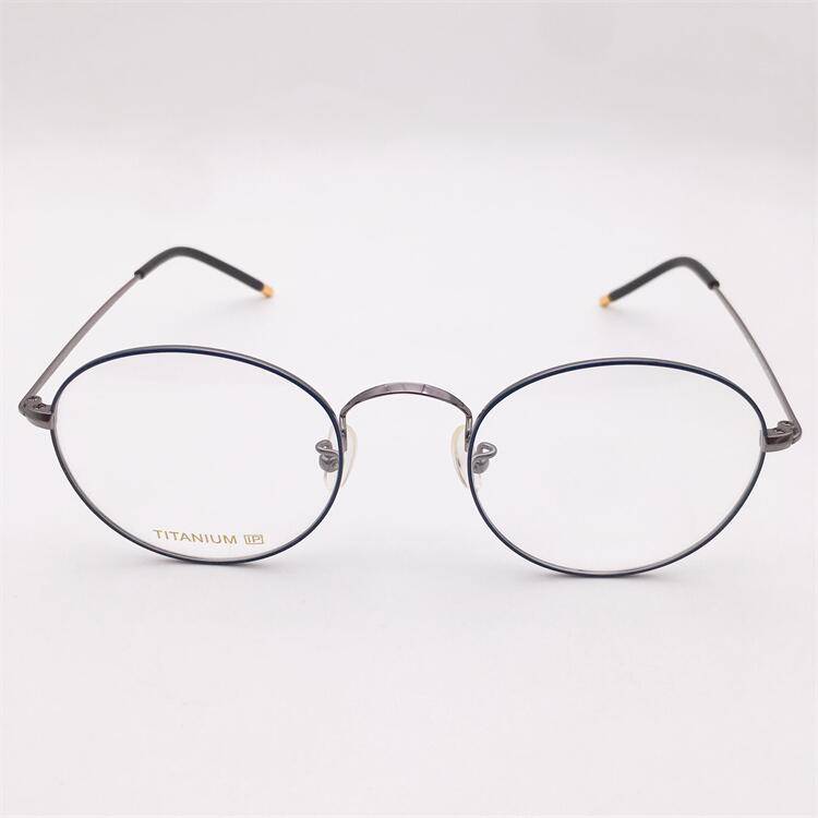Treasure orphan original single blue gun color ultra -light titanium full frame large legs fine leg literary temperament glasses frame