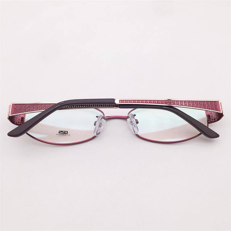 Treasured orphan original single dark red alloy full frame small round frame hollow carved mirror leg temperament glasses shelf female