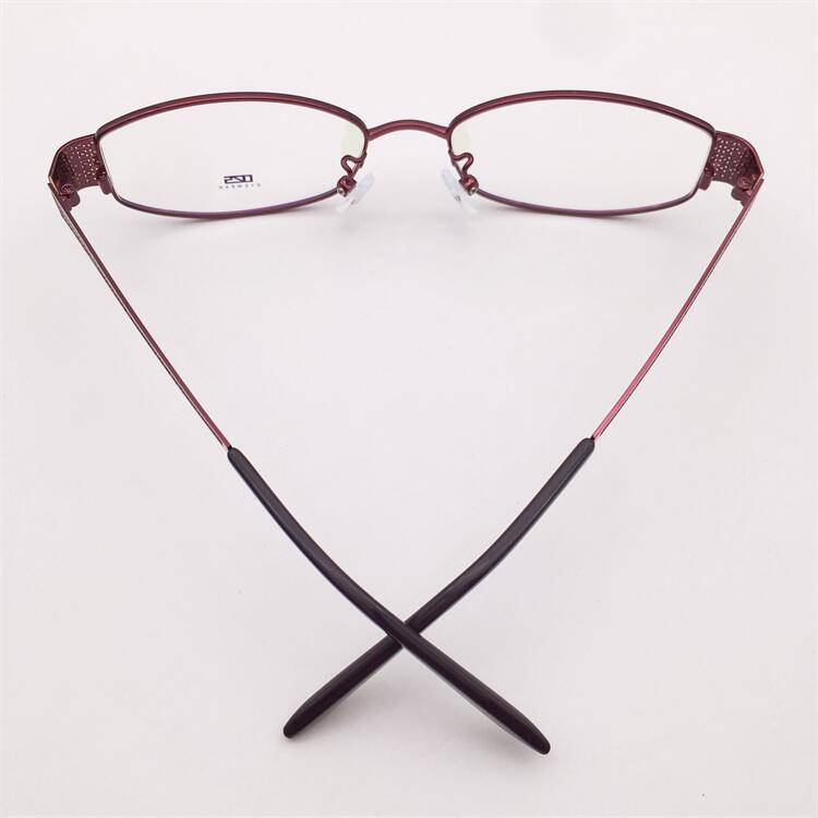 Treasured orphan original single dark red alloy full frame small round frame hollow carved mirror leg temperament glasses shelf female