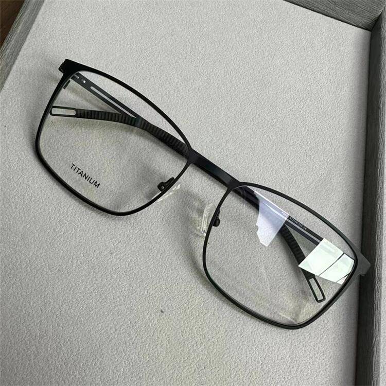 Export -end single German order black gun silver business temperament full -frame gentleman hollow mirror legs big face glasses frame men