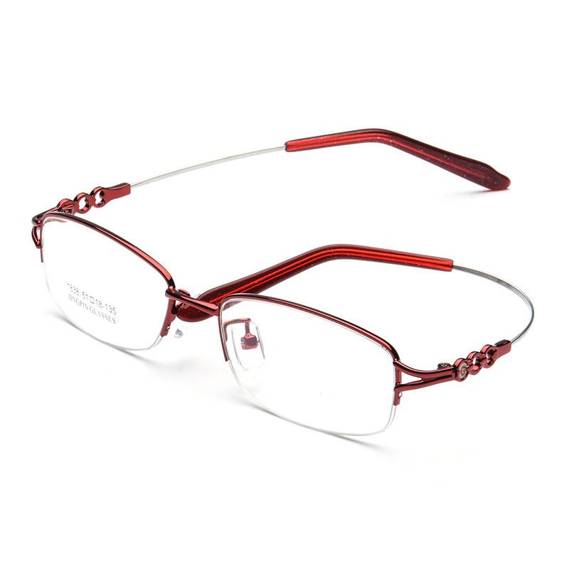 Ultra -light memory titanium alloy half -frame discoloration anti -blue light myopia glasses box Flower mirror female high -definition availability tablet