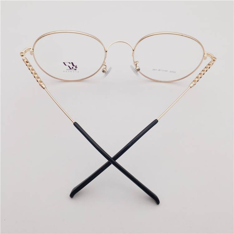 Treasured Japanese order red gold ultra -light pure titanium round box carved hollow decorative mirror leg literary glasses
